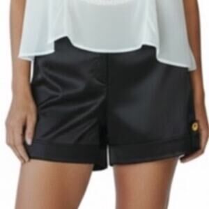 Cache Classy , Date night Elegant Black Satin Shorts Sexy Sleek Cuffed Size 6